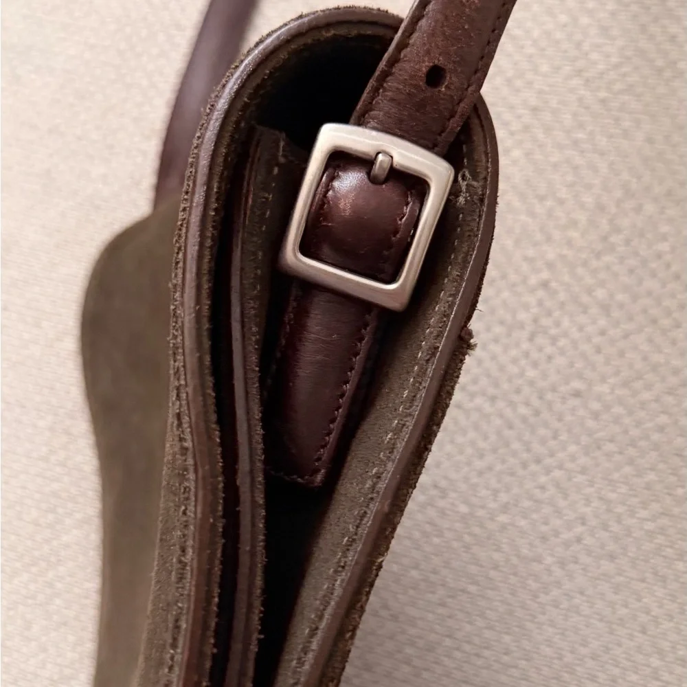 Rare Vintage Coach Olive Suede Leather Crossbody Bag - Picture 7 of 12